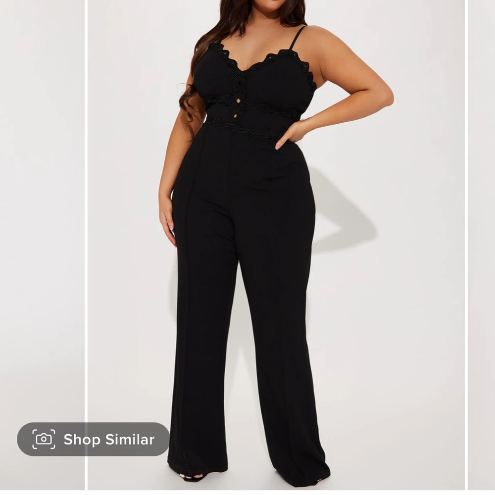 Fashion Nova Black Lace Trim Jumpsuit